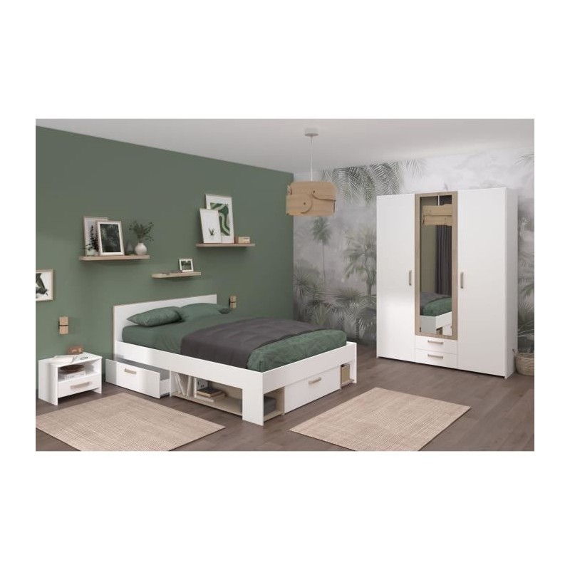 Chambre complete adulte - DREAM - Lit 140x190/200 cm + 2 chevets + arm