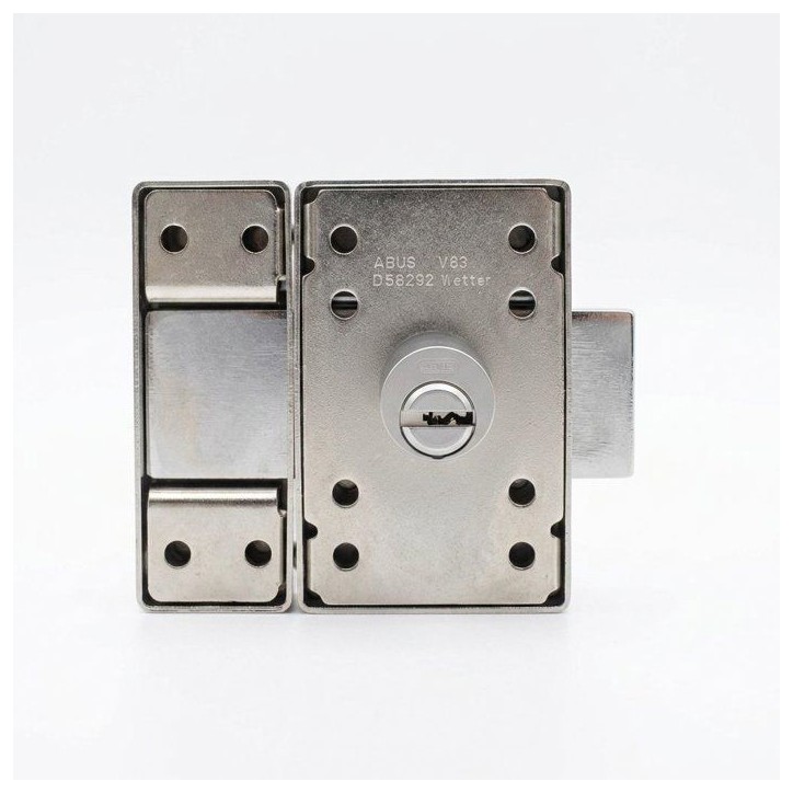 Verrou de porte haute sécurité - ABUS - VP12R CC 45 F9 - Double cylindre - Acier brossé - 12 goupilles Verrou de porte haute sécurité - ABUS - VP12R CC 45 F9 - Double cylindre - Acier brossé - 12 goupilles