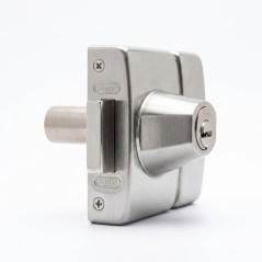 Verrou de porte haute sécurité - ABUS - VP12R CC 45 F9 - Double cylindre - Acier brossé - 12 goupilles