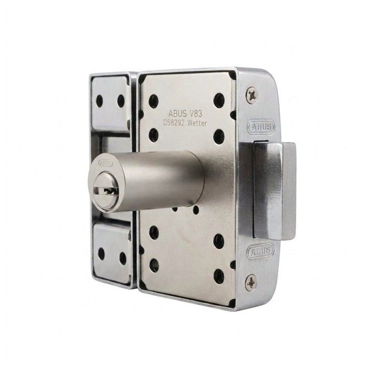 Verrou de porte haute sécurité - ABUS - VP12R CC 45 F9 - Double cylindre - Acier brossé - 12 goupilles Verrou de porte haute sécurité - ABUS - VP12R CC 45 F9 - Double cylindre - Acier brossé - 12 goupilles
