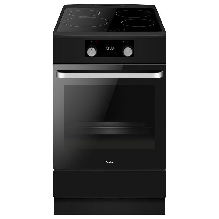 Piano de cuisson induction - AMICA - ACID605N/1 - 4 foyers - 1 four - 50 cm - Noir