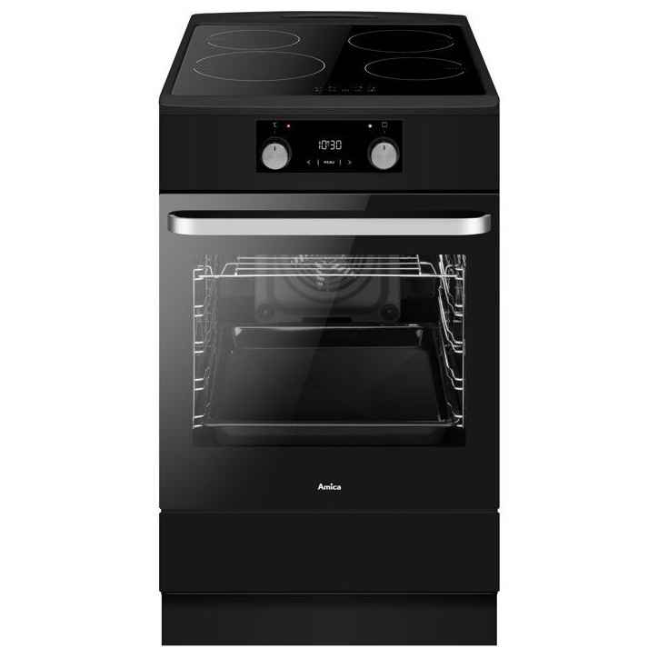 Piano de cuisson induction - AMICA - ACID605N/1 - 4 foyers - 1 four - 50 cm - Noir