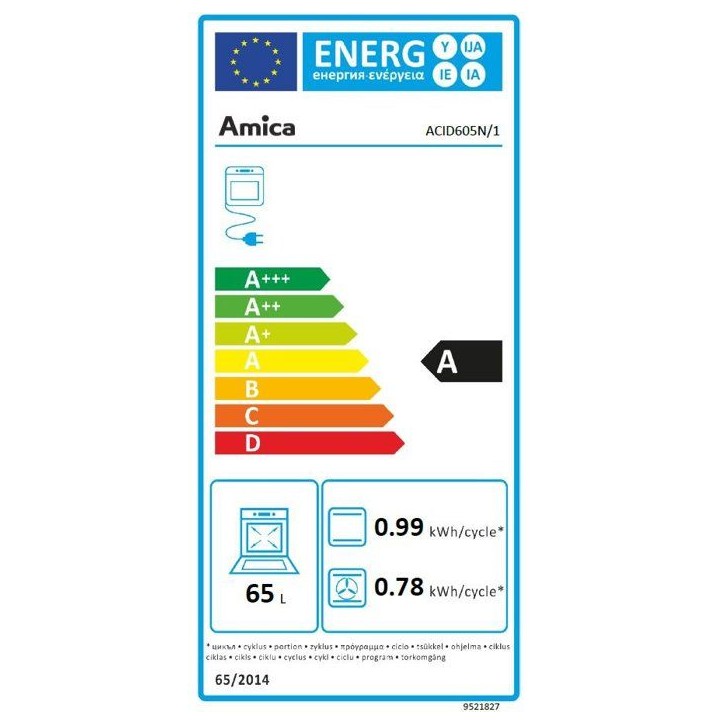 Piano de cuisson induction - AMICA - ACID605N/1 - 4 foyers - 1 four - 50 cm - Noir