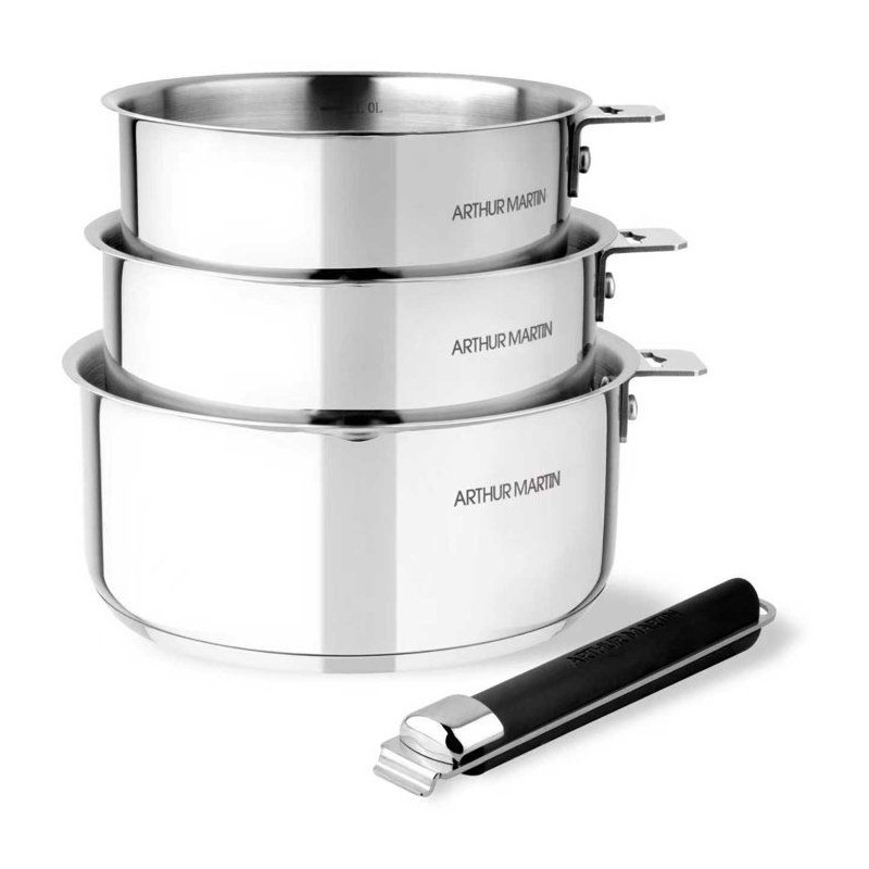 Set de 3 casseroles - ARTHUR MARTIN – 16-18-20 cm - Acier Inoxydable
