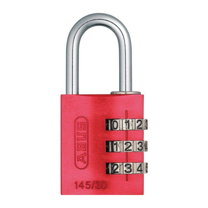 Cadenas a combinaison - ABUS - 145/30 - 3 chiffres - Aluminium rouge -