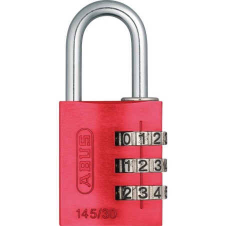 Cadenas a combinaison - ABUS - 145/30 - 3 chiffres - Aluminium rouge -