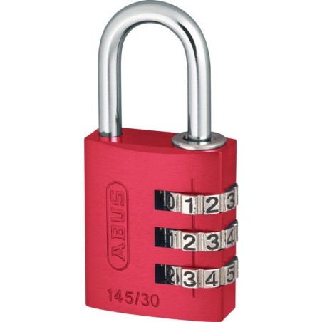 Cadenas a combinaison - ABUS - 145/30 - 3 chiffres - Aluminium rouge - Sans clé