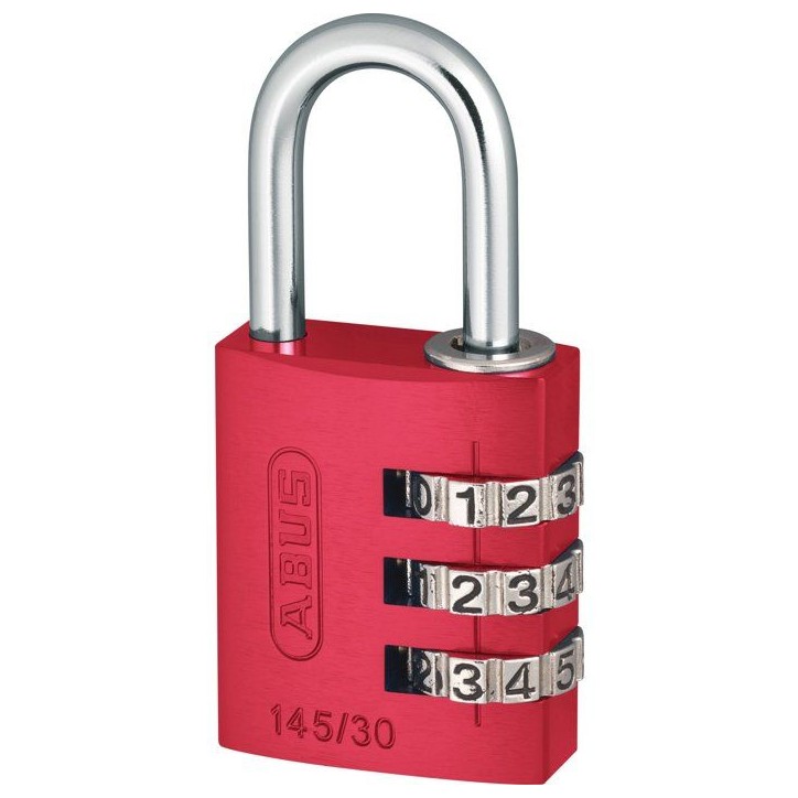 Cadenas a combinaison - ABUS - 145/30 - 3 chiffres - Aluminium rouge - Sans clé Cadenas a combinaison - ABUS - 145/30 - 3 chiffres - Aluminium rouge - Sans clé