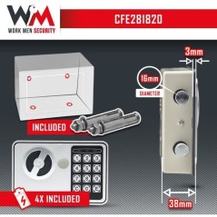 Coffre fort électronique - Work Men Security - CFE281820 - Dimensions
