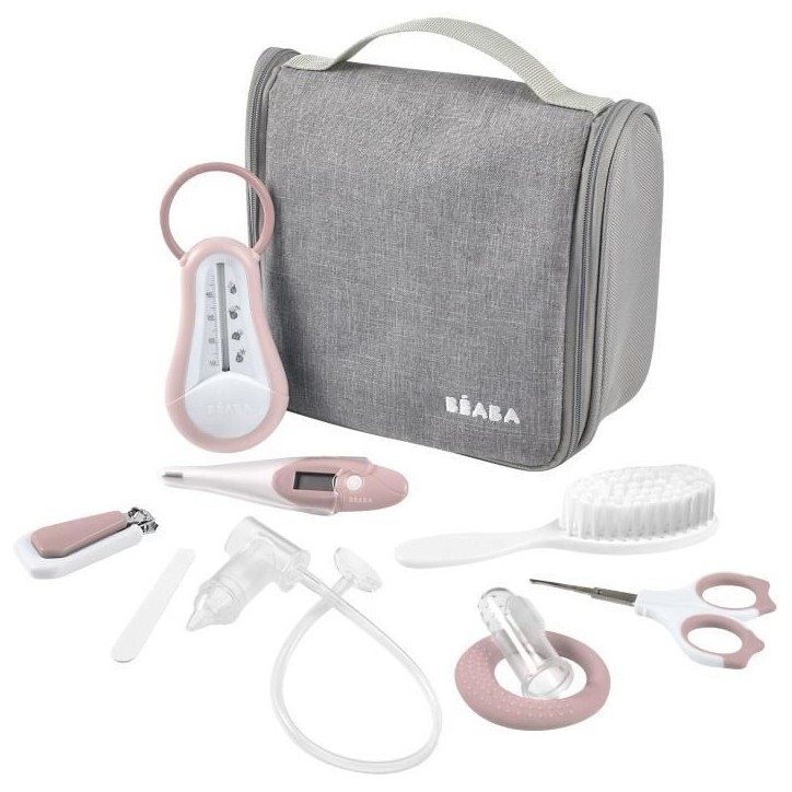 BÉABA Trousse de toilette nomade bébé, 9 accessoires, Old pink BÉABA Trousse de toilette nomade bébé, 9 accessoires, Old pink