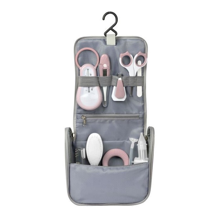 BÉABA Trousse de toilette nomade bébé, 9 accessoires, Old pink BÉABA Trousse de toilette nomade bébé, 9 accessoires, Old pink