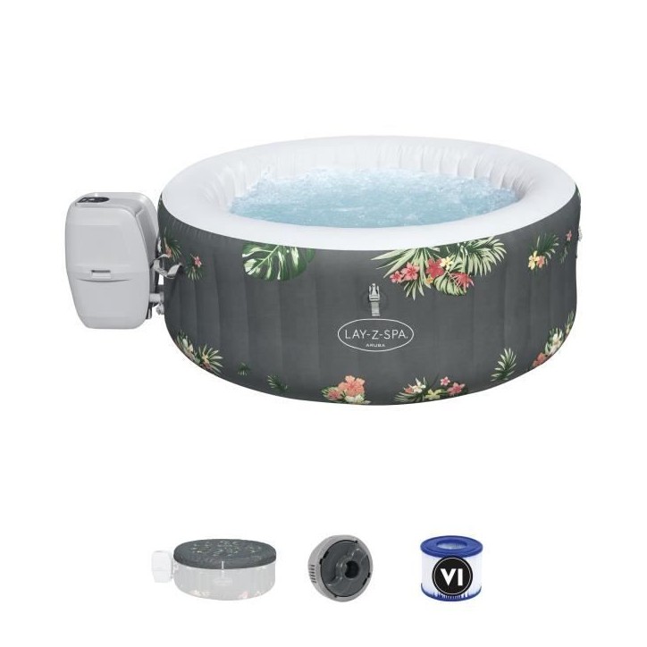 Spa gonflable BESTWAY - Lay-Z-Spa Aruba - 170 x 66 cm - 2 a 3 places - Rond (Inclus : couverture, cartouche et diffuseur)