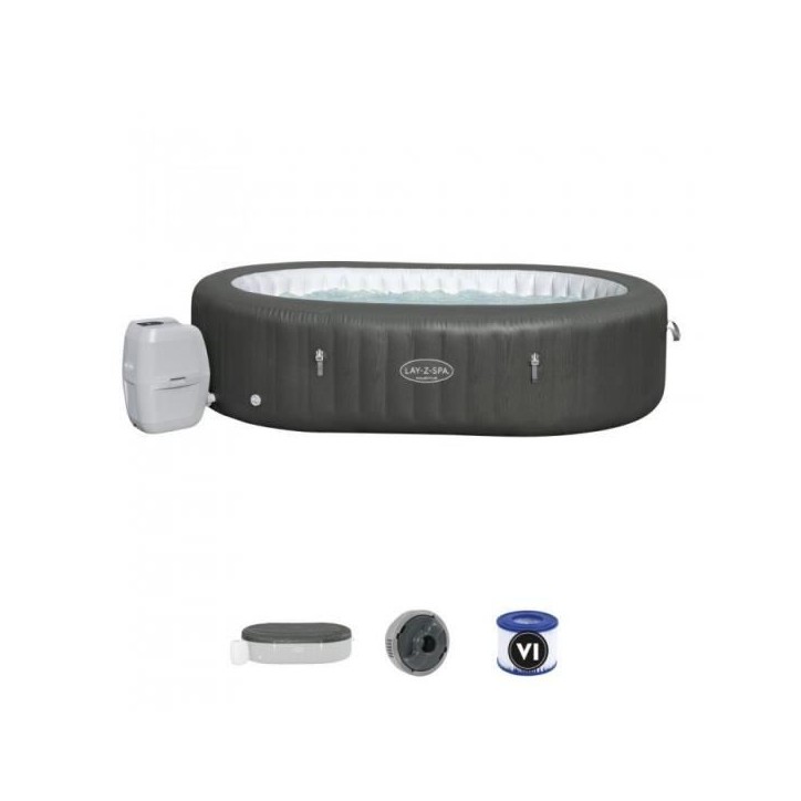 Spa gonflable BESTWAY - Lay-Z-Spa Mauritius - 270 x 180 x 71 cm - 5 a 7 places - Ovale (Couverture, cartouche et diffuseur)