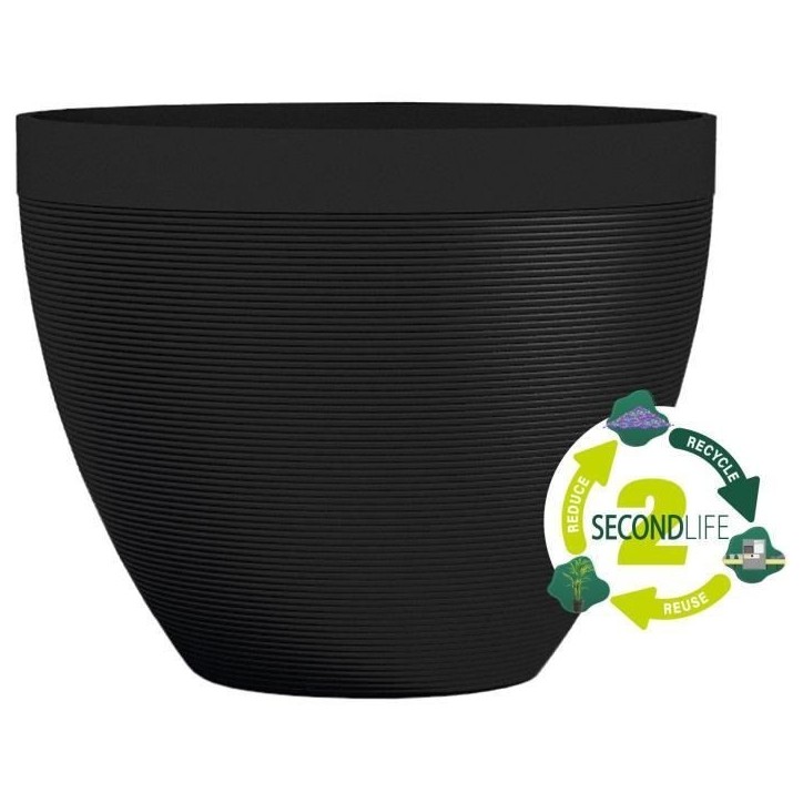 Pot de fleurs - GARDEN ID - Green Care Impact Noir-Anth - 30 x 26 cm - Garanti 10ans - 100% recyclé - Résistant UV/gel