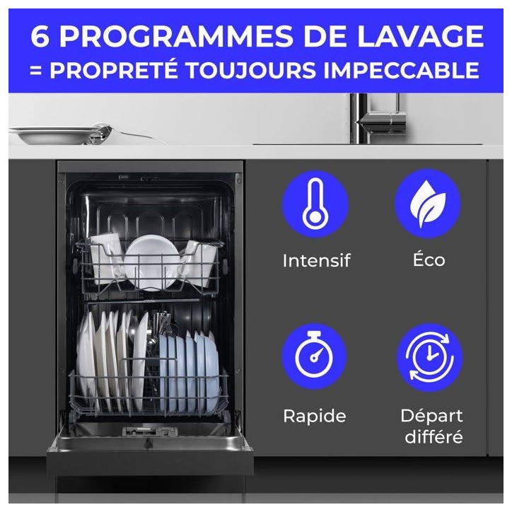 Lave-vaisselle pose libre CONTINENTAL EDISON CELV1044CS - 10 couverts - Induction - L45cm - 44 dB - Silver Lave-vaisselle pose libre CONTINENTAL EDISON CELV1044CS - 10 couverts - Induction - L45cm - 44 dB - Silver