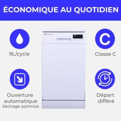 Lave-vaisselle pose libre CONTINENTAL EDISON CELV1044CW - 10 couverts
