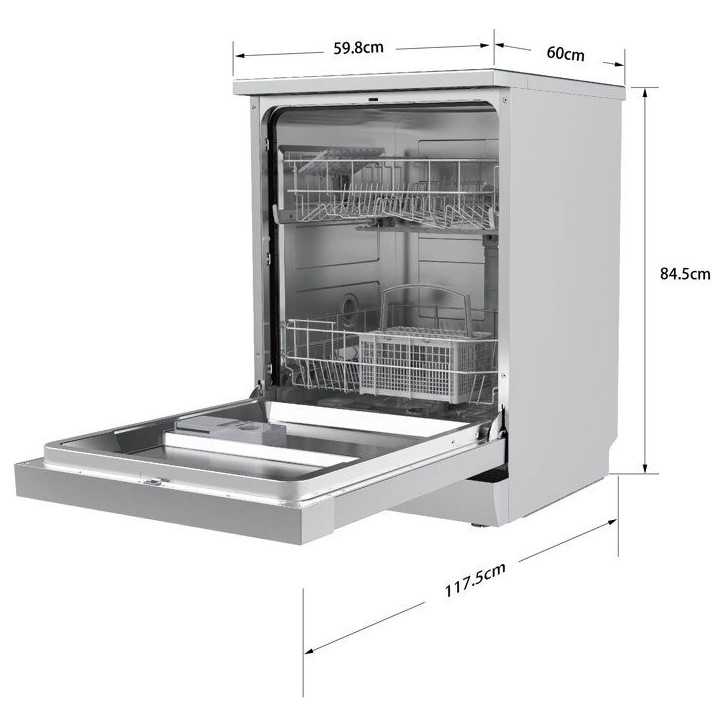 Lave-vaisselle pose libre CONTINENTAL EDISON CELV1247CS - 12 couverts - L60cm - Classe C - 47dB - Silver