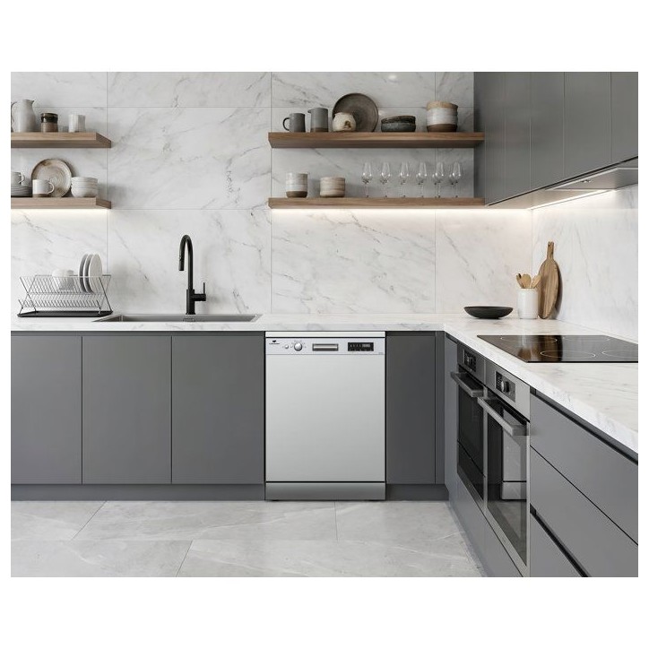 Lave-vaisselle pose libre CONTINENTAL EDISON CELV1247CS - 12 couverts - L60cm - Classe C - 47dB - Silver