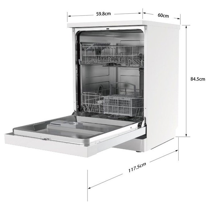Lave-vaisselle pose libre CONTINENTAL EDISON CELV1247CW - 12 couverts - L60cm - Classe C - 47dB - Blanc