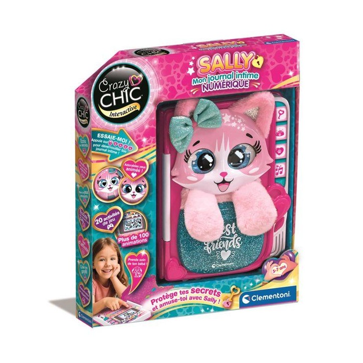 Sally - Mon journal intime digital - Clementoni - 100 Animations - Range tes trésors dans le compartiment secret - Des 5 ans
