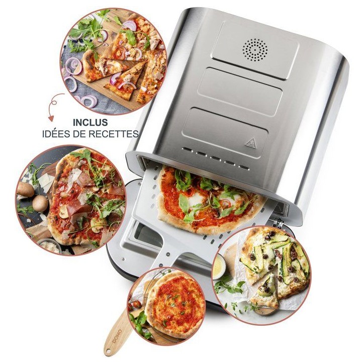 Four a pizza électrique - DOMO - Genius DO9177PZ - Pierre réfractaire 32 cm - Température jusqu'a 450°C - 6 programmes Four a pizza électrique - DOMO - Genius DO9177PZ - Pierre réfractaire 32 cm - Température jusqu'a 450°C - 6 programmes