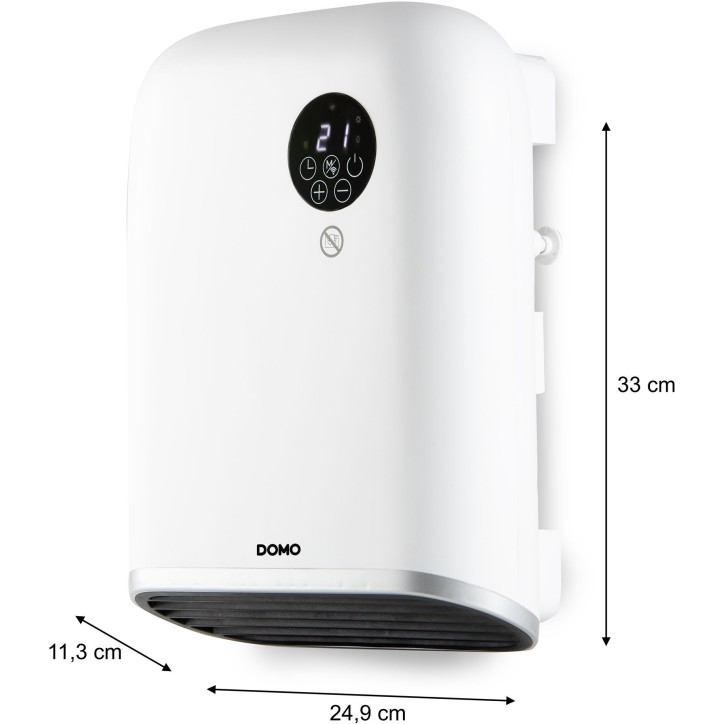 Chauffage pour salle de bain - 2000 W - Domo - DO7357F - Wifi + télécommande - Fonction éco - Ecran led - Mural / pose libre