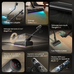 DREAME V20 Pro - Aspirateur Balai sans Fil - Nettoyage des Bords a 0 mm - Sols Durs, Tapis et Poils - Puissance Aspiration 210AW