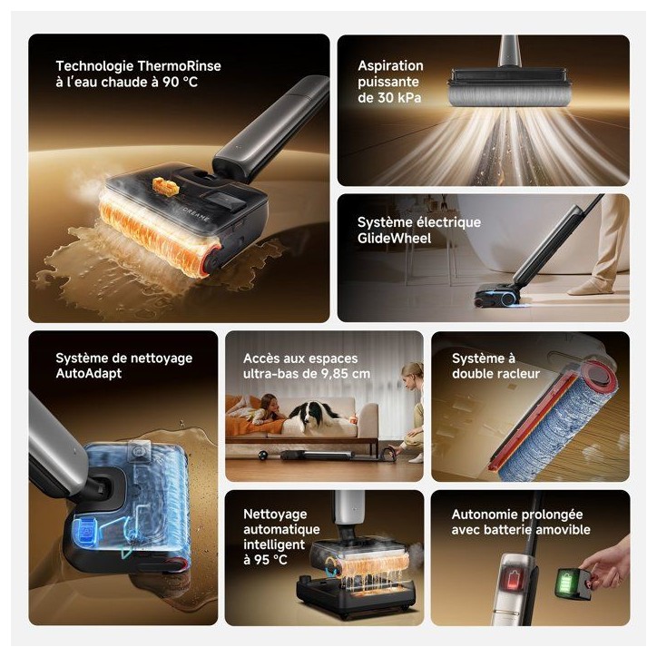 Aspirateur laveur sans fil - DREAME T15 Pro Heat - Aspiration haute performance - Lavage a l'eau chaude 90°C Aspirateur laveur sans fil - DREAME T15 Pro Heat - Aspiration haute performance - Lavage a l'eau chaude 90°C