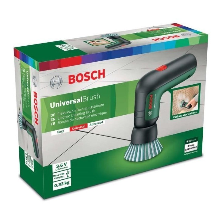 Brosse électrique sans-fil BOSCH UniversalBrush USB 3,6V (Livrée dans sa boîte en carton)