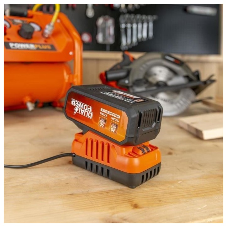 Batterie et chargeur - Dual Power - POWDP90640 - Batterie 2,5Ah/5,0Ah de 2x20V et chargeur - Outils de bricolage sans Fil Batterie et chargeur - Dual Power - POWDP90640 - Batterie 2,5Ah/5,0Ah de 2x20V et chargeur - Outils de bricolage sans Fil