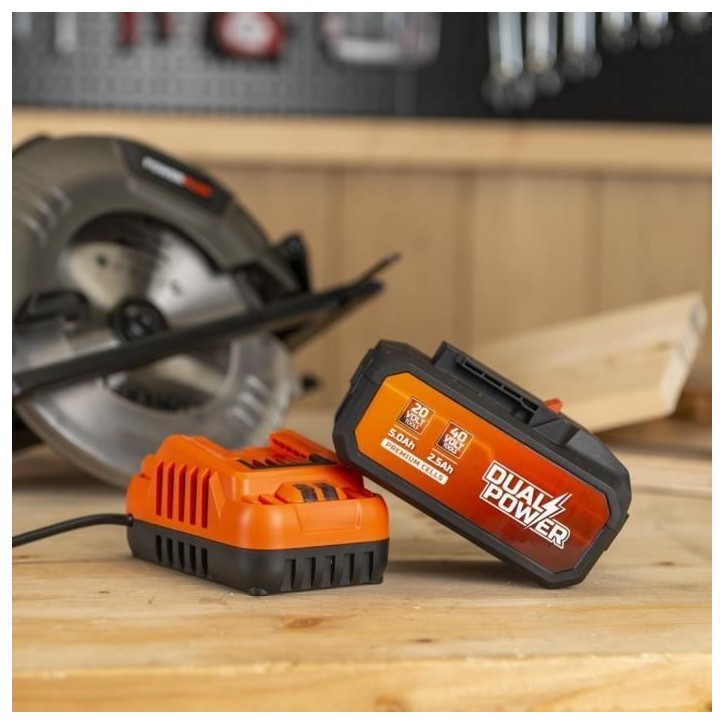 Batterie et chargeur - Dual Power - POWDP90640 - Batterie 2,5Ah/5,0Ah de 2x20V et chargeur - Outils de bricolage sans Fil Batterie et chargeur - Dual Power - POWDP90640 - Batterie 2,5Ah/5,0Ah de 2x20V et chargeur - Outils de bricolage sans Fil