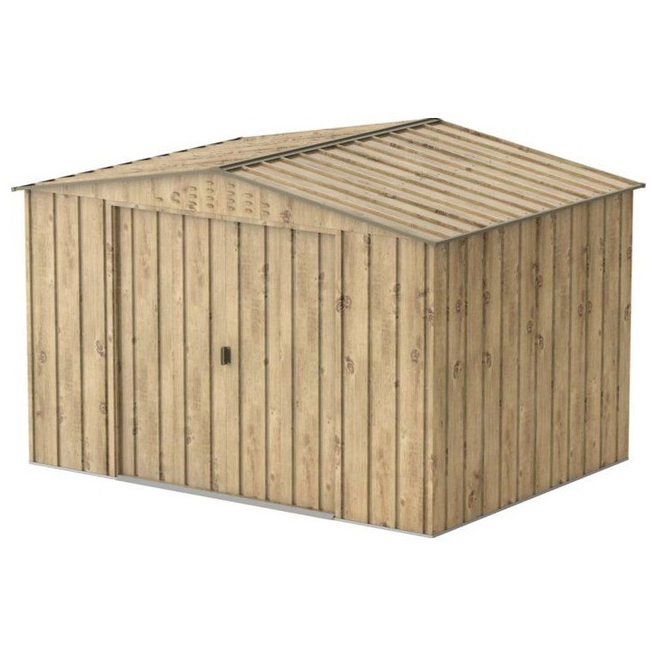 Abri de jardin en métal imitation bois - DURAMAX - 7,75m² + kit d'ancrage - Epaisseur 0,33 mm