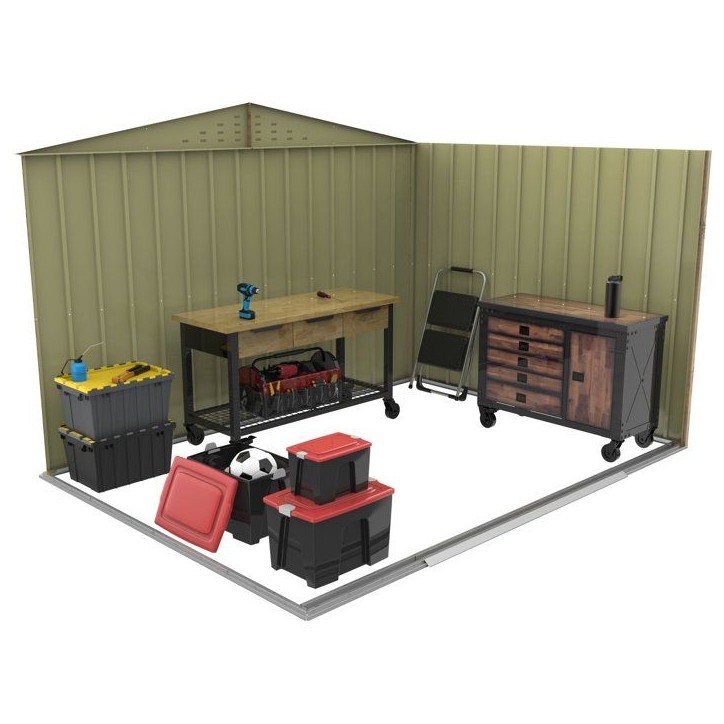 Abri de jardin en métal imitation bois - DURAMAX - 7,75m² + kit d'ancrage - Epaisseur 0,33 mm