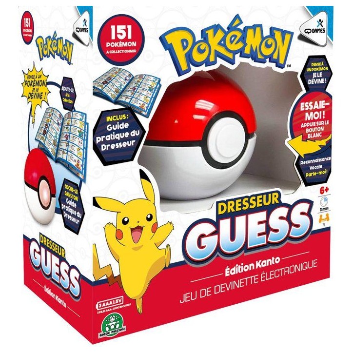 Pokémon Dresseur Guess Kanto - Jeu électronique de devinettes - GIOCHI PREZIOSI - Pokéball interactive - Des 6 ans