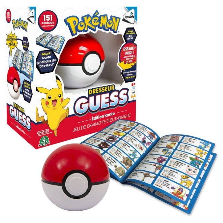 Pokémon Dresseur Guess Kanto - Jeu électronique de devinettes - GIOCHI PREZIOSI - Pokéball interactive - Des 6 ans