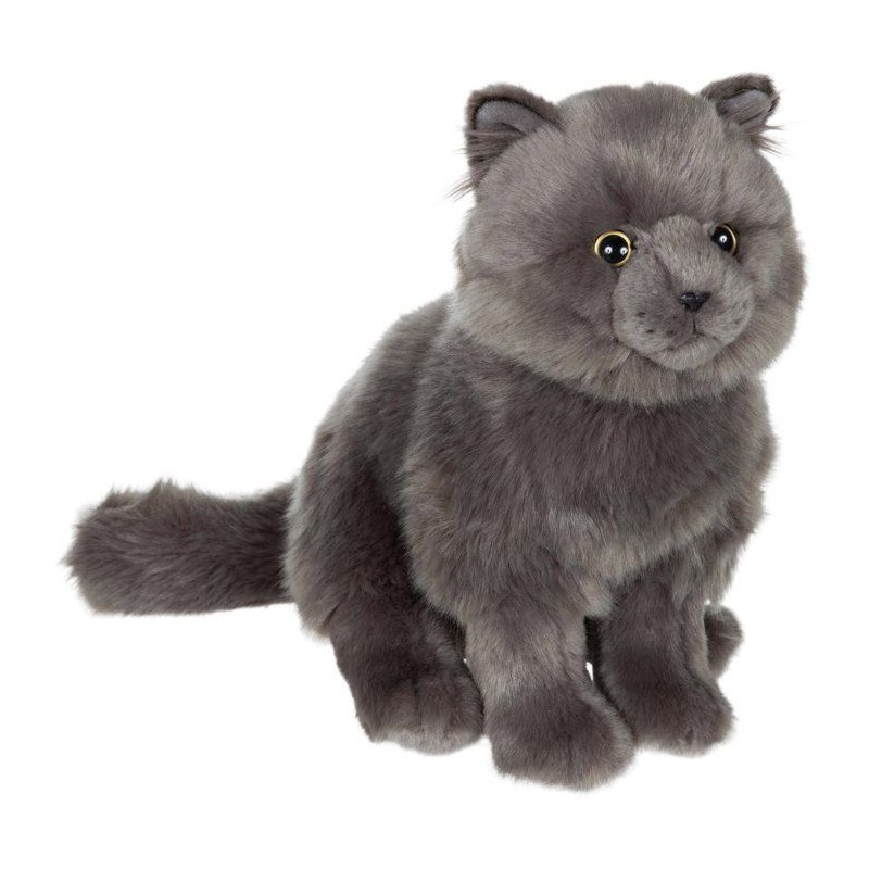 Peluche Chat Chartreux GIPSY TOYS - 28 cm - assise et réaliste