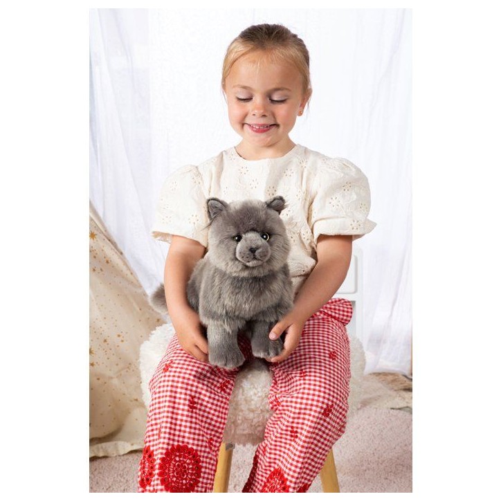 Peluche Chat Chartreux GIPSY TOYS - 28 cm - assise et réaliste