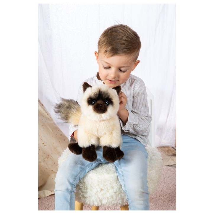 Peluche Chat Siamois GIPSY TOYS - 28 cm - assise et réaliste