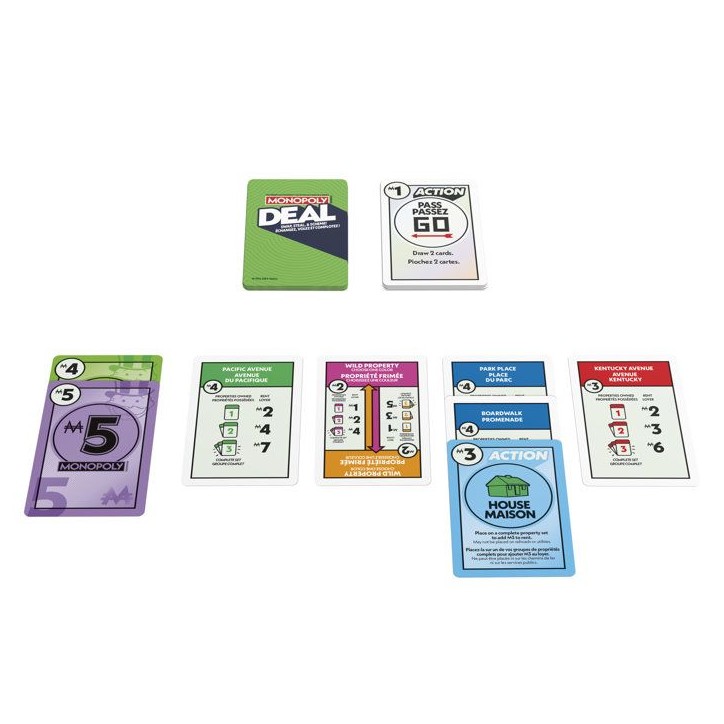 Monopoly Deal, jeu de cartes rapide pour 2 a 5 joueurs, jeux de société amusants pour la famille et les enfants, 2 a 5 joueu