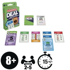 Monopoly Deal, jeu de cartes rapide pour 2 a 5 joueurs, jeux de soci