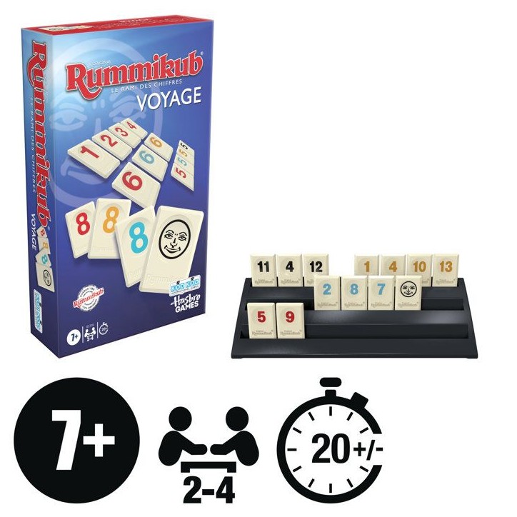 Rummikub Édition Voyage, mini jeu portatif avec 106 plaques, 2 a 4 joueurs, 20 min, jeux familiaux Hasbro Games officiel, de Rummikub Édition Voyage, mini jeu portatif avec 106 plaques, 2 a 4 joueurs, 20 min, jeux familiaux Hasbro Games officiel, de