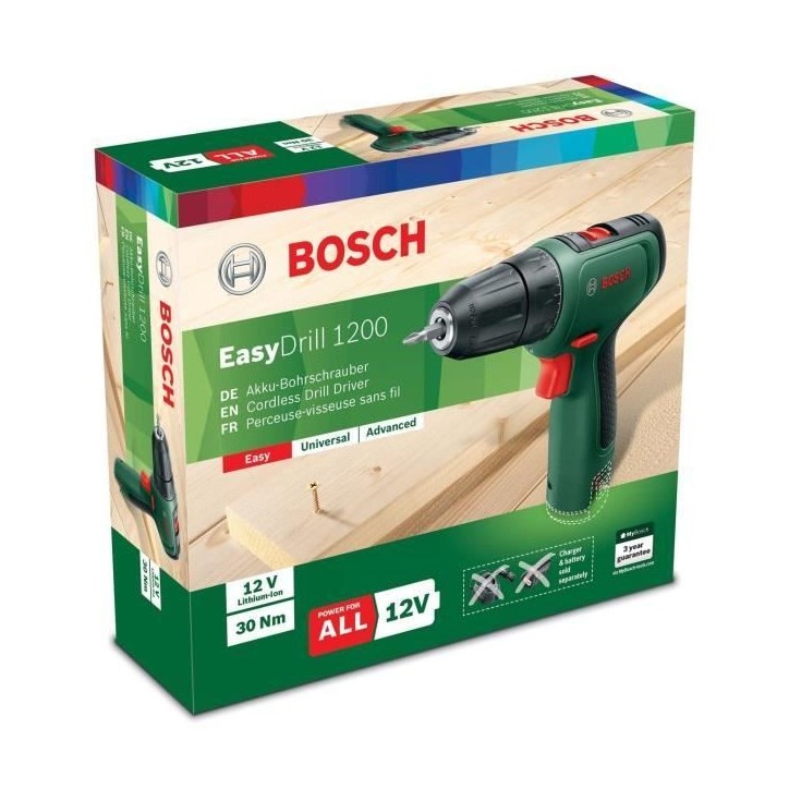 Perceuse-visseuse sans-fil Bosch - EasyDrill 1200 - Bois - 12V - 10mm - 2 vitesses