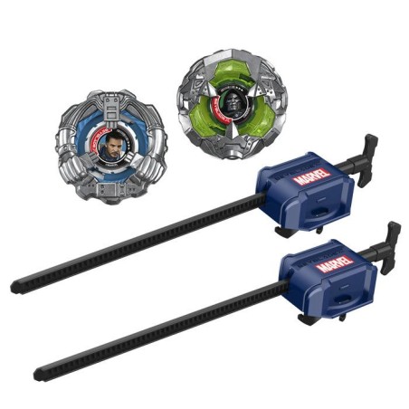 Beyblade X Starter Pack Dual Docteur Doom 0-80LO c. M. Fantastique 9-65A, 2 toupies de compétition Takara Tomy, 2 lanceurs, d