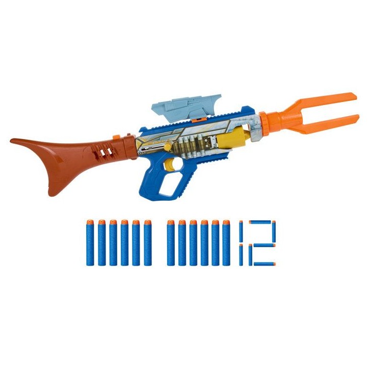 Nerf Star Wars Blaster The Mandalorian, viseur, canon, crosse de rangement, 12 fléchettes Nerf Elite, des 8 ans