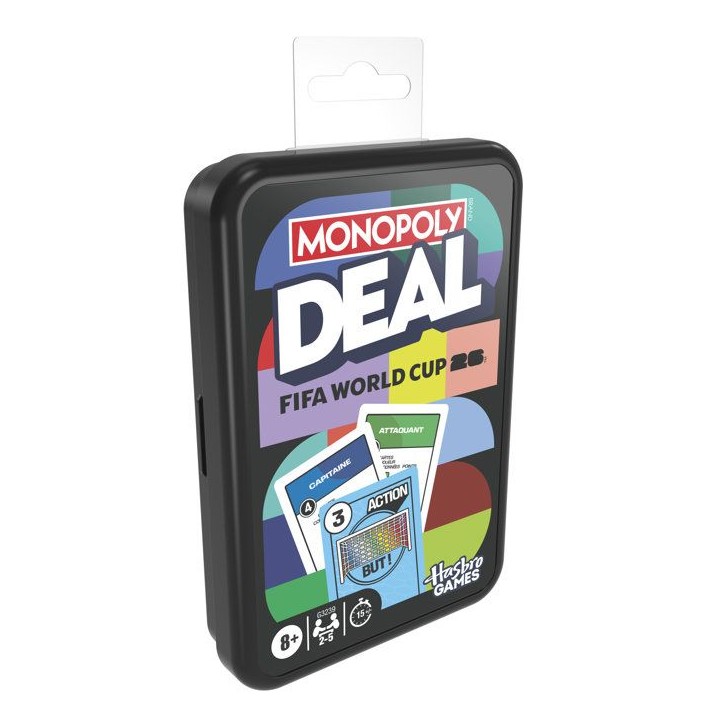 Monopoly Deal FIFA World Cup édition 2026, jeu de cartes sous licence officielle pour enfants, 2 a 5 joueurs, 15 min, des 8 ans
