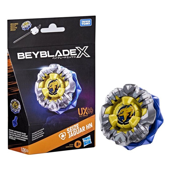 Beyblade X Starter Pack Seize Jaguar HN UX Infinity, toupies de compétition et lanceur, des 8 ans