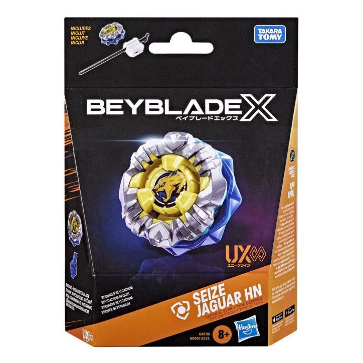 Beyblade X Starter Pack Seize Jaguar HN UX Infinity, toupies de compétition et lanceur, des 8 ans