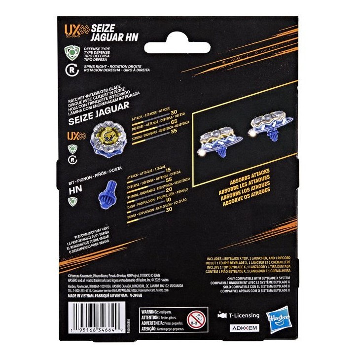 Beyblade X Starter Pack Seize Jaguar HN UX Infinity, toupies de compétition et lanceur, des 8 ans