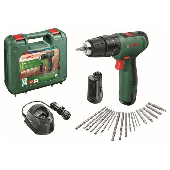 Perceuse a percussion Bosch - EasyImpact 1200 (2 batteries 12V, 1 chargeur, 1 embout de vissage double) - PowerForAll Perceuse a percussion Bosch - EasyImpact 1200 (2 batteries 12V, 1 chargeur, 1 embout de vissage double) - PowerForAll
