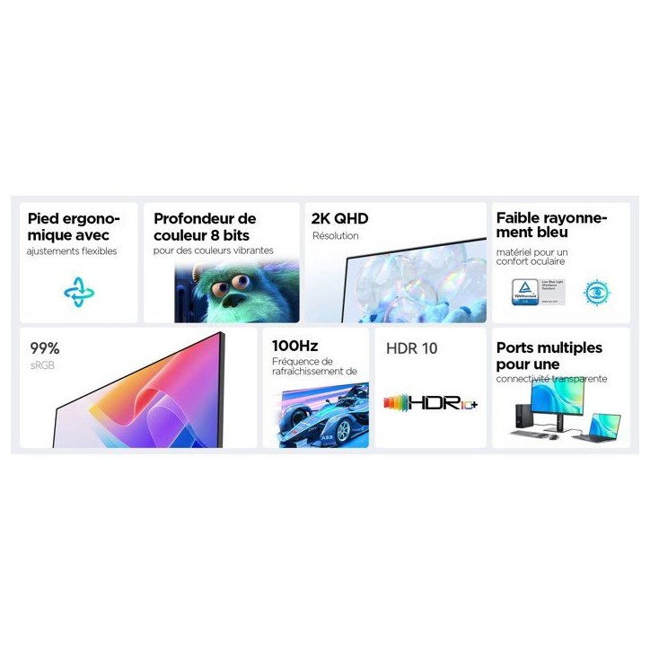 Écran PC - HKC - 24 - QHD - Dalle IPS - USB-C 65 W - Ajustable en hauteur - B2422F Écran PC - HKC - 24 - QHD - Dalle IPS - USB-C 65 W - Ajustable en hauteur - B2422F